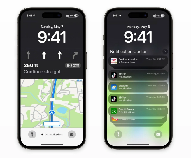 宜昌苹果维修服务分享iOS17锁屏地图导航半屏显示长什么样 